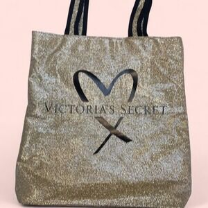 Like NEW Gold glitter Victoria's Secret tote bag #VS